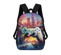 sinyumoney Cityscape Gaming Controller Artwork Backpack School Bag Work Business College School for Men/Women 17inch