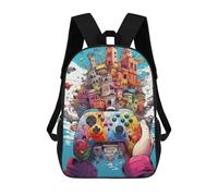 sinyumoney Cityscape Gaming Controller School Backpack Travel College Rucksack Backpacks for Teenage Girls Boys Women Men 17inch