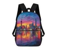 sinyumoney Cityscape Reflections at Sunset Rucksack Water Resistant Travel Backpack Computer Bag for Campus Outdoor Travel Sports 17inch