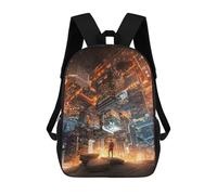 sinyumoney Cityscape Reflections Urban Dreamscape 3D Printed Children's School Backpack for Kids Travel Rucksacks Book Bags Kids School Bag 17inch