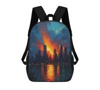 sinyumoney Cityscape Sunset Reflections 17inch School Bag 3D Printed Children's School Backpack Casual Fashion Travel Backpacks for Kids School Students