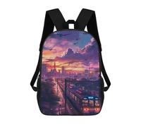 sinyumoney Cityscape Train Sunset School Backpack Secondary Causal Travel High School Bags for Camping Outdoor Adventures And Daily Travel 17inch