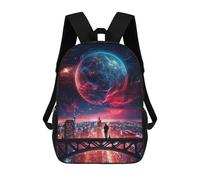 sinyumoney Cityscape Under A Cosmic Sky -1 Backpack Cartoon Plush Bag, 3D Backpack for Kids School Bag Birthday Gift Idea for Boys And Girls 17inch