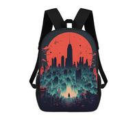 sinyumoney Cityscape Under A Red Moon Backpack School Lightweight Schoolbag Dayback Bookbag College for Men, Women & Teenage Boys 17inch