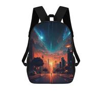 sinyumoney Cityscape Under Celestial Storm Fashion Student School Backpack Suitable for Boys Girls Kids Casual Outdoor Travel Essential Daypack 17inch