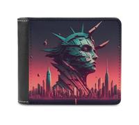 sinyumoney Cityscape with Broken Statue 3D Print Men's Wallet Holds Bills Credit Banknote Compartments Slim Elegant Purse Everyday Use 11.7cm*9.5cm