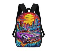 sinyumoney Cityscape with Classic Car School Bag 3D Printed Backpacks Fashion Kids School Backpack Boys Rucksacks for Boys Middle School Students 17inch