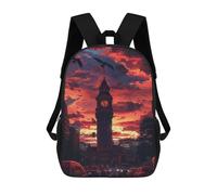 sinyumoney Cityscape with Clock Tower at Sunset Backpack School Lightweight Airport College Students Back Pack for School/Work/Travel 17inch