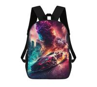 sinyumoney Cityscape with Futuristic Car Kids Backpack,School Backpack Kids School Bag 3D Printed Cartoon Large Capacity Backpack for Kids Boys And Girls 17inch