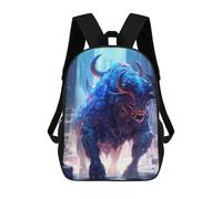 sinyumoney Cityscape with Giant Bull Rucksack School Secondary High School College Backpack Travel for Camping Outdoor Adventures And Daily Travel 17inch