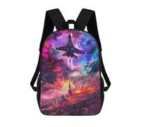 sinyumoney Cityscape with Jet Fighter Fashion Student School Backpack Suitable for Boys Girls Kids Casual Outdoor Travel Essential Daypack 17inch