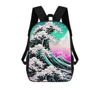 sinyumoney Classic Wave Reborn School Backpack Large Lightweight Casual Backpack for Boys/Girls/Teenagers 17inch