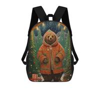 sinyumoney Classic Xmas Bear Kids School Backpack School Bag 3D Printed School Bag for Boys Elementary And Middle School Students 17inch