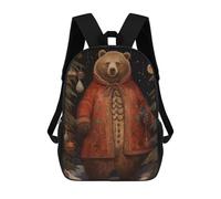 sinyumoney Classic Xmas Bear Rucksacks 3D Printed Children Backpacks Fashion Casual Daypack Cute Travel Bags Outdoor Casual Daypack for Boy And Girl 17inch