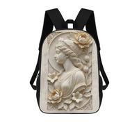 sinyumoney Classical Woman Sculpture with Floral Accents Backpacks 3D Printed School Bag Casual Kids Fashion School Bag for Boys Middle School Students School 17inch