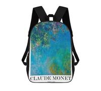 sinyumoney Claude Monet Wisteria Backpacks Kids School Backpack School Bag 3D Printed Fashion School Bags for Boys Elementary And Middle School Students 17inch