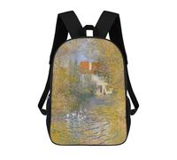 sinyumoney Claude Monets The Geese School Bag 3D Printed 17inch Backpacks Fashion Kids School Backpack Rucksacks for Boys Elementary And Middle School Students