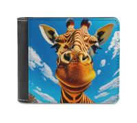 sinyumoney Close-Up Giraffe Portrait 3D Print PU Leather Wallet Multiple Slots Banknote Compartments Stylish Durable Men's Wallets Gifts 11.7cm*9.5cm