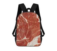 sinyumoney Close-up of Raw Meat Backpacks Kids School Backpack School Bag 3D Printed School Bag for Boys Elementary And Middle School Students 17inch