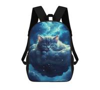 sinyumoney Cloud Cat Dreamscape Children's Backpack, Schoolbag Large Capacity Students Bookbag Rucksack Knapsack for Boys Girls Adults Teen 17inch