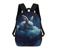 sinyumoney Cloudy Bunny Night 3D Printed Children's School Backpack for Kids High Capacity Travel Rucksacks Book Bags Kids School Bag Back Pack 17inch