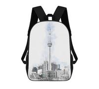sinyumoney CN Tower Toronto Canada Kids School Backpack 3D Printed Backpacks Fashion School Bag Rucksacks for Boys Elementary And Middle School Students 17inch