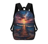 sinyumoney Coastal Pier Sunset Kids Backpack, Backpack School Bag, Backpacks Kids School 3D Printed School Bags for Elementary And Middle School Students Teens Birthday Gift 17inch