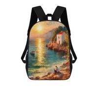 sinyumoney Coastal Scene at Sunset Children's Backpacks School 3D Printed Bag Bookbag for Kids Travel Rucksacks Boy Girl Book Bags Kids School Bag 17inch