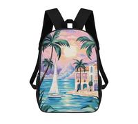 sinyumoney Coastal Serenity Glow Children's School Backpack 3D Printed for Kids Travel Rucksacks Book Bags Kids School Bag 17inch