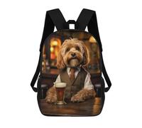 sinyumoney Cockapoo Dog in The Pub Children's School Backpack 3D Printed for Kids Travel Rucksacks Book Bags Kids School Bag 17inch