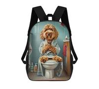 sinyumoney Cockapoo on The Toilet Backpacks Kids Student Schoolbag,3D Printed Backpacks,Elementary And Middle School Students Backpacks for Boys Girls 17inch