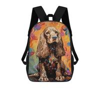 sinyumoney Cocker Spaniel Art Nouveau Backpack School Bag Water Resistant Travel Backpack Computer Bag for Camping Outdoor Adventures And Daily Travel 17inch