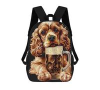 sinyumoney Cocker Spaniel Beer School Bag Bookbag 3D Printed Children's Backpacks for Kids Boy Girl Book Bags Kids School Bag Travel Rucksacks 17inch