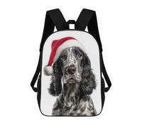 sinyumoney Cocker Spaniel Dog with Santa Hat Children's School Backpack 3D Printed for Kids Travel Rucksacks Book Bags Kids School Bag 17inch