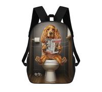 sinyumoney Cocker Spaniel on Toilet Children's Backpacks School Backpack 3D Printed Backpack for Kids Travel Rucksacks Book Bags Kids School Bag 17inch