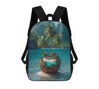 sinyumoney Coconut Island Paradise Backpacks Kids School Backpack School Bag 3D Printed School Bag for Boys Elementary And Middle School Students 17inch
