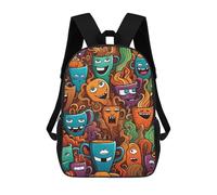 sinyumoney Coffee Creeps Children's Backpacks Kids Fun School Bag Boys Backpack Travel Bag Student Schoolbag Book Stationery Bag Chool Bags 17inch
