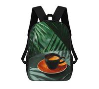 sinyumoney Coffee Drink Children's School Backpack 3D Printed for Kids Travel Rucksacks Book Bags for Boys Elementary School Students 17inch