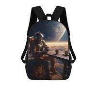 sinyumoney Coffee Drinking Spaceman Backpack School Work Laptop Backpack Rucksack Bag for Men, Women & Teenage Boys 17inch