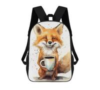 sinyumoney Coffee with Cute Fox School Backpack Large Lightweight Casual Backpack for Boys/Girls/Teenagers 17inch