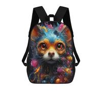 sinyumoney Colorful Abstract Animal Portrait -2 Backpacks 3D Printed Kids School Backpack School Bag Fashion Rucksacks for Boys Elementary And Middle School Students 17inch