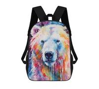 sinyumoney Colorful Abstract Bear Painting 3D Printed School Bag Children's School Backpack Schoolbags Travel Backpacks Casual Fashion Bag for Kids School Students 17inch