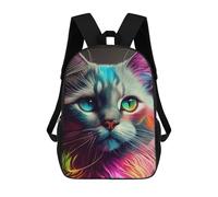sinyumoney Colorful Abstract Cat Art-10 School Backpack Secondary Causal Travel High School Bags for Campus Outdoor Travel Sports 17inch