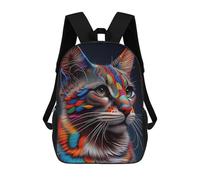 sinyumoney Colorful Abstract Cat Art-11 School Bags Rucksack Casual Daypacks School Work Travel Bag for Men, Women & Teenage Boys 17inch