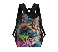 sinyumoney Colorful Abstract Cat Art-12 Kids Backpacks Children Bag,Anime Bag,Large Capacity Kids Backpack, 3D Printed Children's,Student Schoolbag,Kids Boys Girls School Bag 17inch