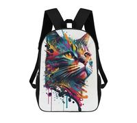 sinyumoney Colorful Abstract Cat Art-13 Children's Backpack, 3D Printed School Backpack, Backpack for Boys Girls, Adjustable School Bag for Primary School 17inch