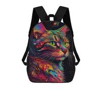 sinyumoney Colorful Abstract Cat Art-17 Children's Backpacks School Backpack 3D Printed for Kids Travel Rucksacks Book Bags Kids 17inch School Bag
