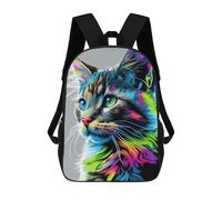 sinyumoney Colorful Abstract Cat Art-2 Rucksack Large School Backpack for Boys for Teenage Girls Boys Women Men 17inch