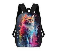 sinyumoney Colorful Abstract Cat Art-7 Backpack School Rucksack Casual Daypacks School Work Travel Bag for Boys/Girls/Teenagers 17inch