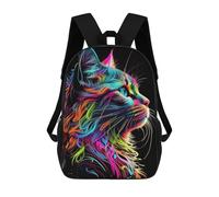 sinyumoney Colorful Abstract Cat Art-9 Backpack Kids School Bag Boys Cartoon 3D Print Students Schoolbag Laptop Daypack for Boys Girls 17inch